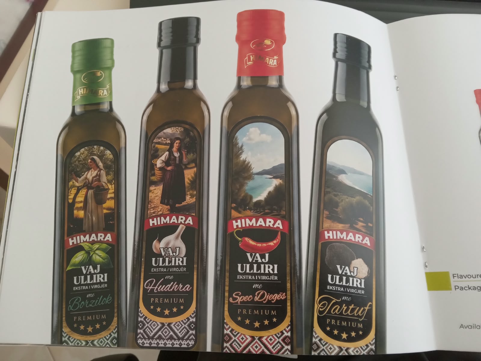 HIMARA flavoured extra virgin olive oils: basil, garlic, chili, truffle